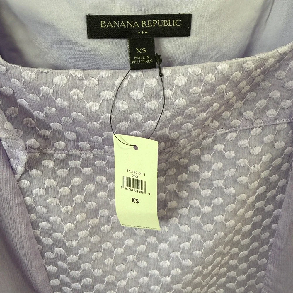 Banana Republic Lavender Swiss Dot Textured Top Cottagecore Coquette NWT XS